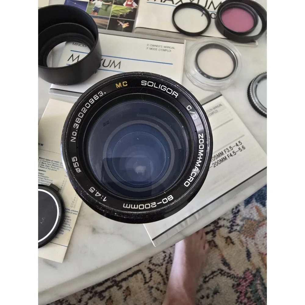 Minolta Maxxum 7000 35mm Film Camera Bundle, ‎ 4 Lenses, Flash, Filters, Manuals